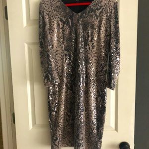 Sequin over snake print Colleen Lopez dress